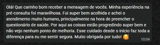 Relato real de paciente atendida pela Catia, imagem 2